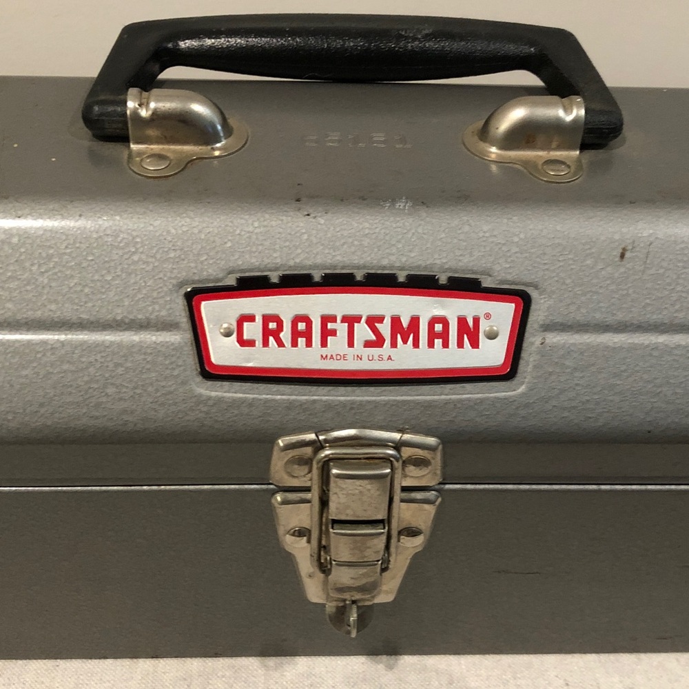 Vintage 1960's Craftsman Tombstone 65161 Metal Tool Box Crown Logo with Tray